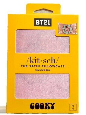 Kit•sch x BT21 Satin Floral Pillowcase in COOKY w/ Zipper in Standard/Queen New